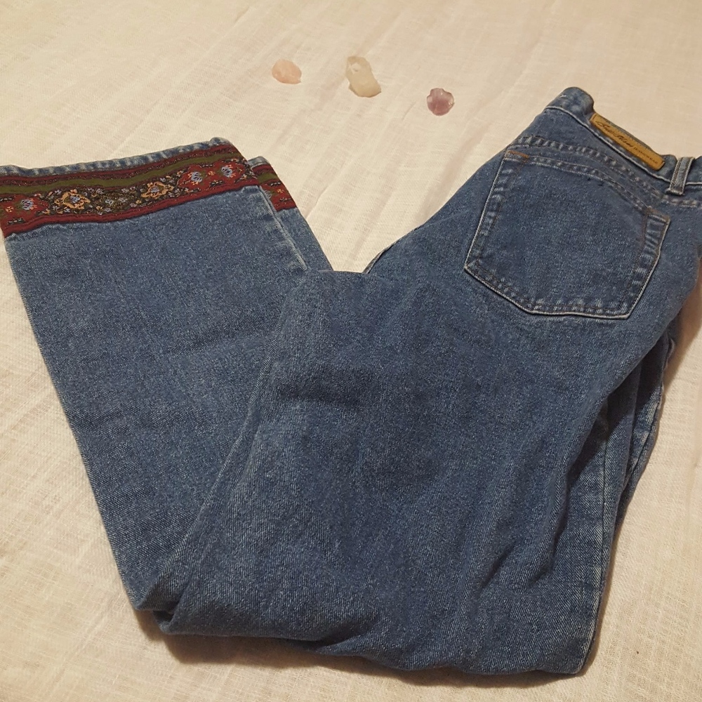 TRENDY VINTAGE BILL BLASS mom jeans with embroidered hem